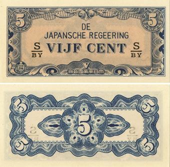 Picture of Netherlands Indies Japanese Occ 5 Cents(1942) P120 Unc