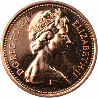 Picture of Elizabeth II, One Pence 1971 Proof