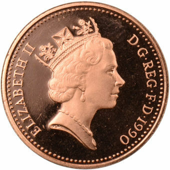 Picture of Elizabeth II, One Pence 1990 Proof