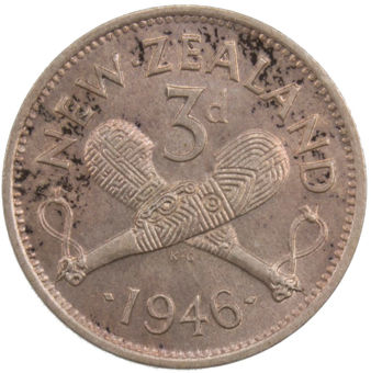 Picture of New Zealand, 3 Pence 1946