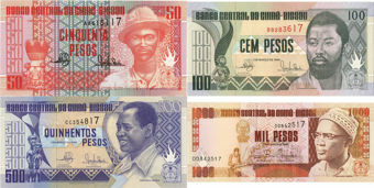 Picture of Guinea Bissau 50-1000 Pesos 1990-3 (4) P10-13 Unc