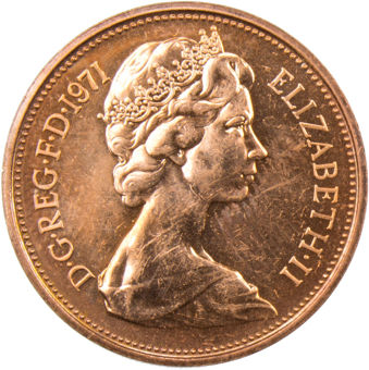 Picture of Elizabeth II, 1st Bronze Decimal Coins 1971 BU