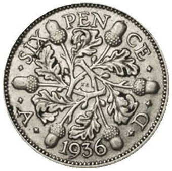 Picture of George V, Sixpence (Year of Three Kings) 1936 Fine
