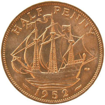 Picture of George VI, Halfpenny 1952 Brilliant Unc
