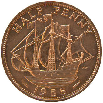 Picture of Elizabeth II, Halfpenny 1958 Brilliant Unc