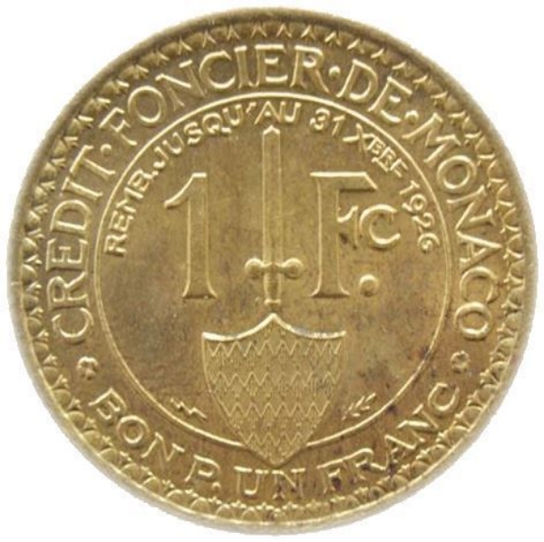 Monaco_1_Franc_1924_Brilliant_Uncirculated_Obv