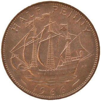 Picture of Elizabeth II, Halfpenny 1966 Brilliant Unc