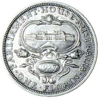 Picture of Australia, 'Canberra' Florin or 2/-, 1927. Good EF