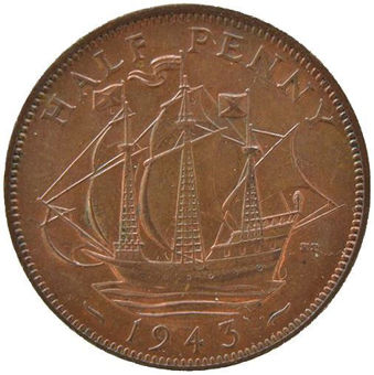 Picture of George VI, Halfpenny 1943 Unc