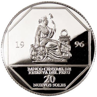 Picture of Peru, Olympic Discuss Pattern 20 Nuevos Soles 1996