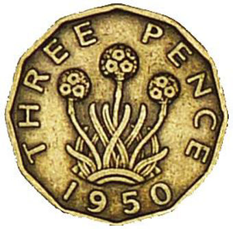 Picture of George VI, Threepence (Brass) 1950 Fine