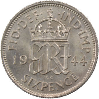 Picture of George VI, Sixpence 1944 Gem Uncirculated