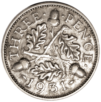 Picture of George V, Threepence (Silver) 1931 Fine