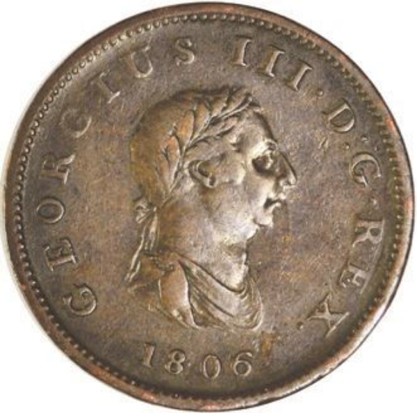 1806 George III Halfpenny Very Fine _obv