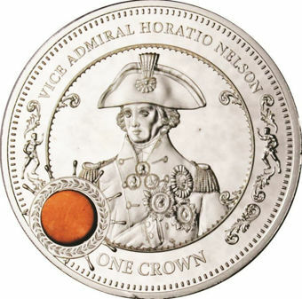 Picture of Tristan da Cunha, Crown (Admiral Horatio Nelson) with a Piece of the HMS Victory 2015 Silver Proof