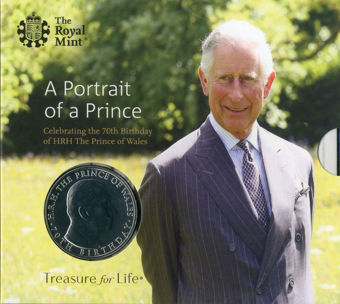 Picture of Elizabeth II, £5 Prince Charles 70th Bubble Pack
