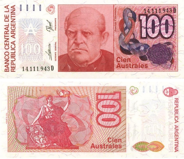 Argentina 100 australes P327c Unc