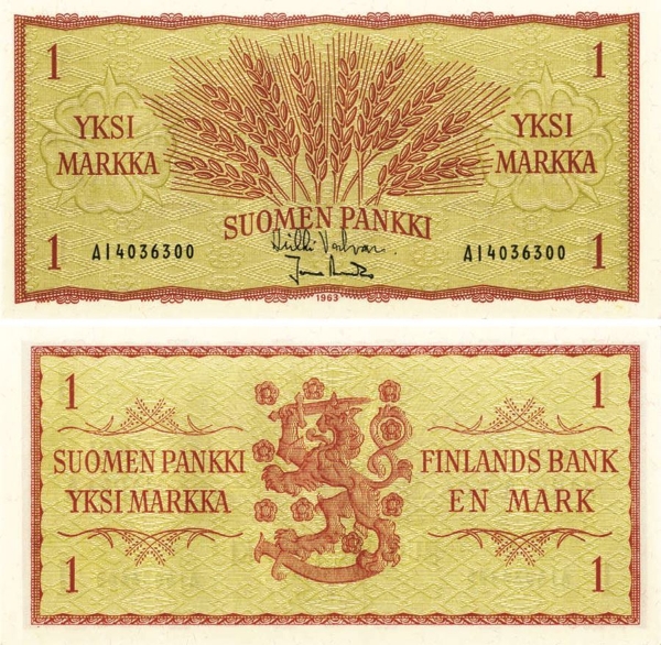 Finland 1 markaa 1963 P98 Unc