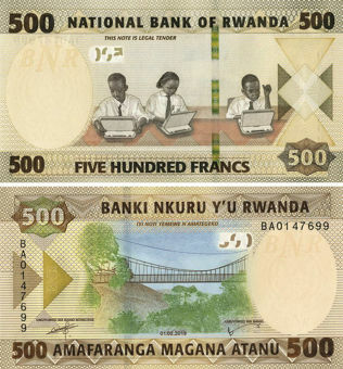 Picture of Rwanda 500 Francs 2019 P-New Unc