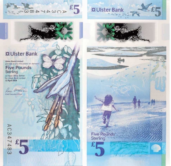  N Ireland Ulster Bank £5 2018 (2019) P-New Polymer Unc