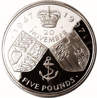 1997 Golden Wedding £5 Silver Proof_rev