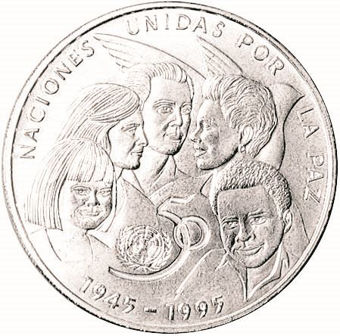 Picture of Cuba, 1 Peso (50th Anniversary of UN) 1995 Unc - in  Bubble Pack