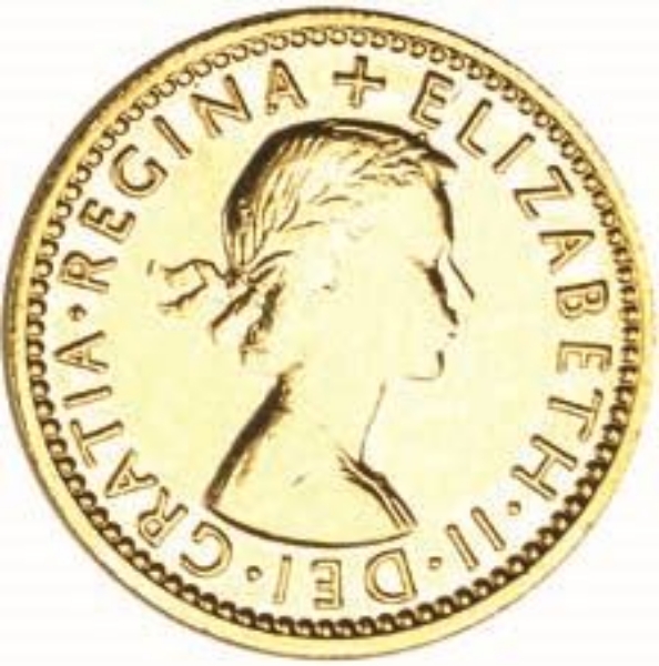Picture of Elizabeth II, Carpenter & Howlet Gold Plated Sixpence