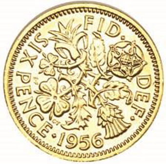 Picture of Elizabeth II, Carpenter & Howlet Gold Plated Sixpence