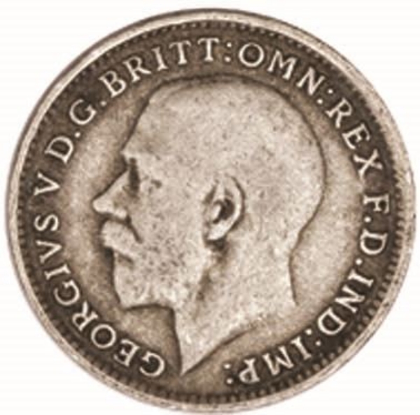 Picture of George V, Threepence (.500 silver) 1920 Circulated