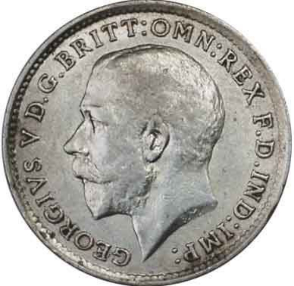 George V, Threepence 1919 About Unc_obv