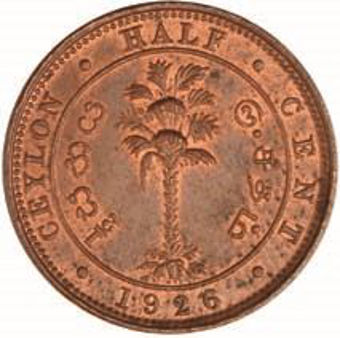 Picture of Ceylon, Pair of George V 1/2c, 1926