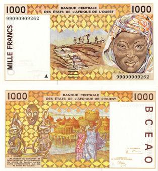 Picture of Ivory Coast 1000 Francs P111 Unc