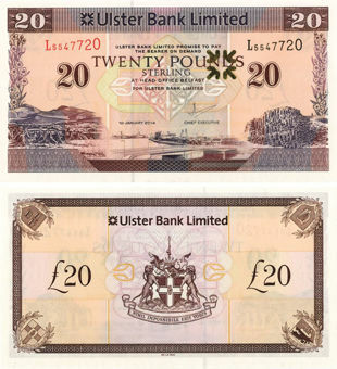 Picture of Northern Ireland Ulster Bank £20 2014 Unc