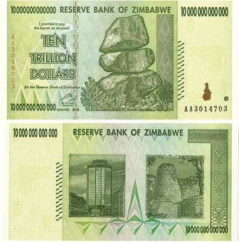 Picture of Zimbabwe 10 Trillion Dollars P88 Unc