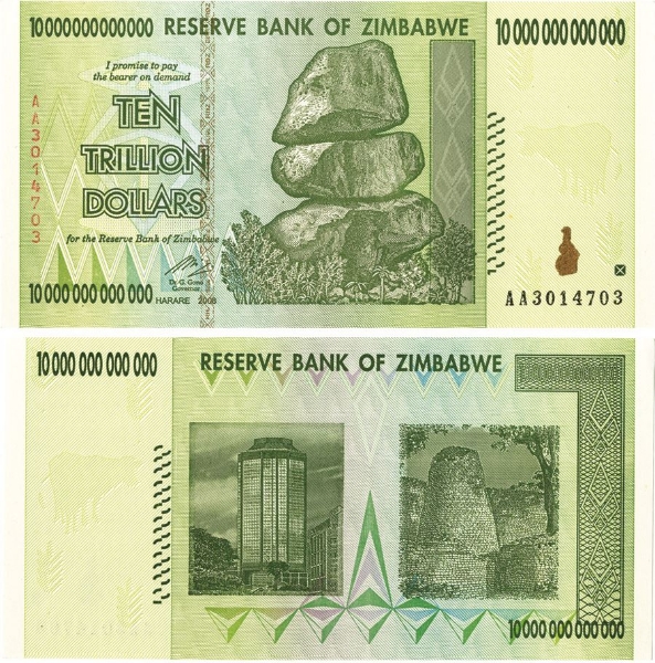 Picture of Zimbabwe 10 Trillion Dollars P88 Unc