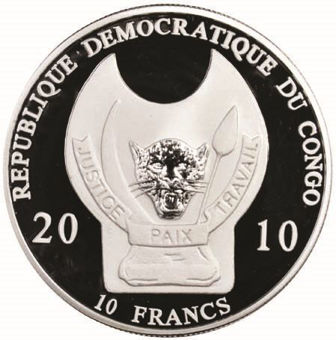 Picture of Congo, 10 Francs (Warriors of The World - African Zulu) 2010 Proof