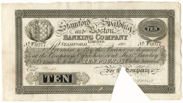 Picture of Stamford Spalding and Boston Banking Co £10 GF-VF