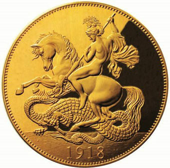 Picture of George V, 1918 100 Anniversary of World War Commemorative in Gold Coated Copper