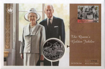 Picture of Elizabeth II, Golden Jubilee Cook Isl Crown / Gibraltar stamp