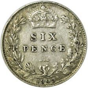 Picture of Edward VII, Sixpence (Silver) Very Good