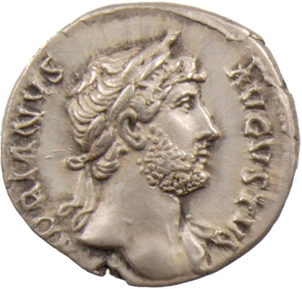 Hadrian,_AR Denarius_ COS III_obv
