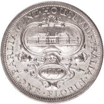 Picture of Australia, 1927 'Canberra' Florin  A.UNC