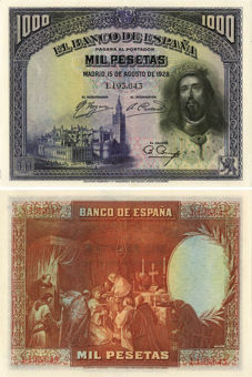 Picture of Spain 1000 Pesetas 1928 P78a EF/GEF