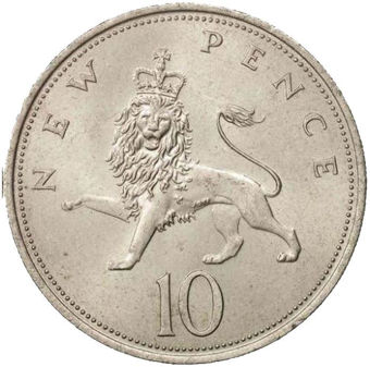 Picture of Elizabeth II, 10 pence 1968 Unc