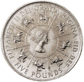 Picture of Elizabeth II, 40th Anniv £5 Coin Uncirculated, 1993