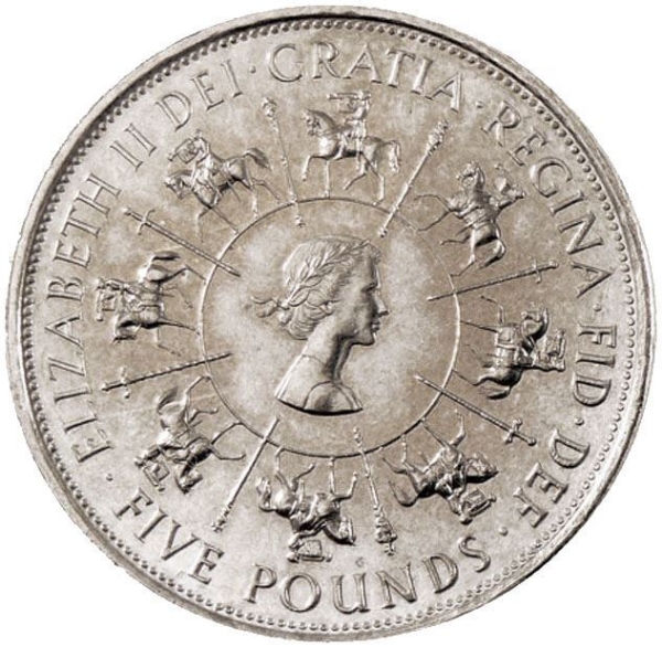 Picture of Elizabeth II, 40th Anniv £5 Coin Uncirculated, 1993