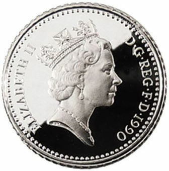 Picture of Elizabeth II, Five Pence Set (Large & Small) 1990 Silver Proofs