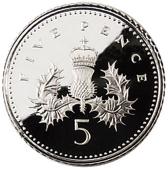 Picture of Elizabeth II, Five Pence Set (Large & Small) 1990 Silver Proofs