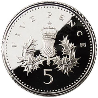 Picture of Elizabeth II, Five Pence Set (Large & Small) 1990 Silver Proofs