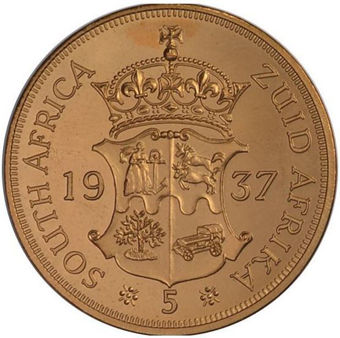 Picture of South Africa, Edward VIII, Bare Head Copper